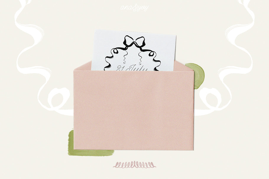 BOWS, INK & LINES + letter mockups