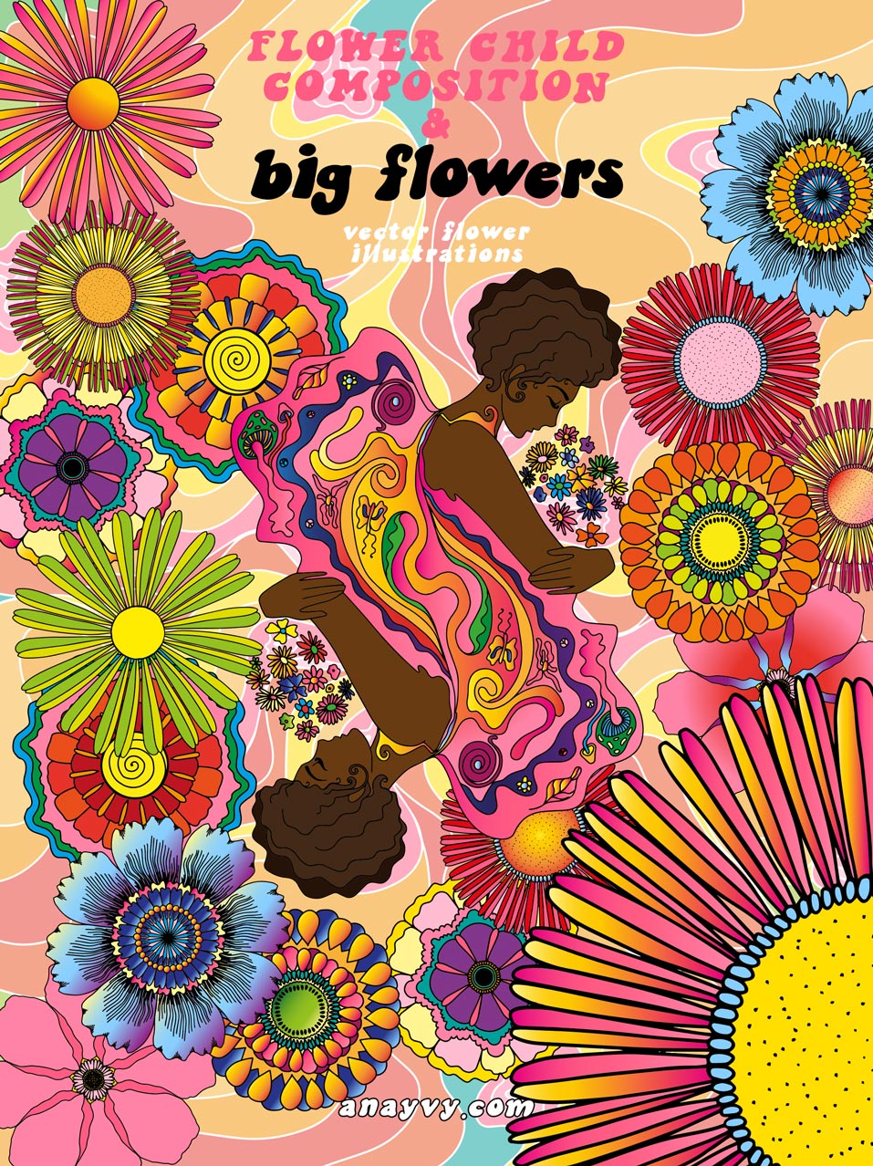 FLOWER CHILD | Psychedelic 70s Flower Hippie Set - ANA & YVY