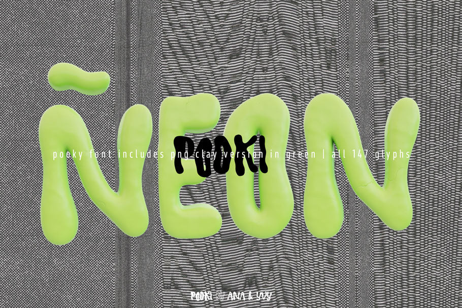 POOKI | 3D destroyed liquid acid font - ANA & YVY