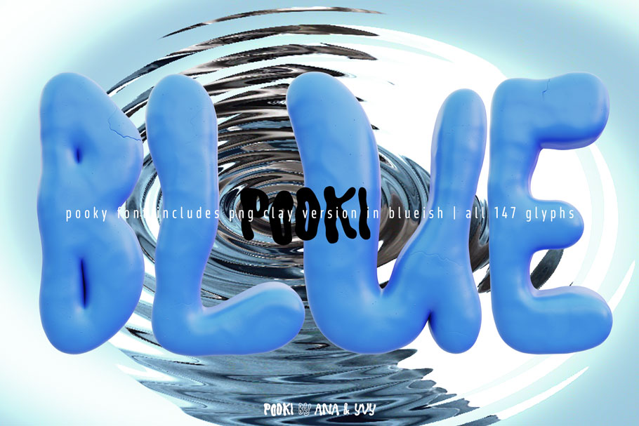 POOKI | 3D destroyed liquid acid font - ANA & YVY